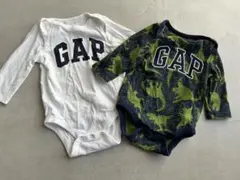 値下げ！(美品)GAPロンパース2点セット（恐竜柄・ホワイト）60cm