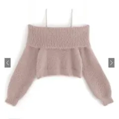 オフショルダー フリル ニット ピンク F
