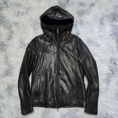 ​極美品 亀梨和也着用 ドメニコアンドサヴィオ フードレザージャケット 黒 44のサムネイル
