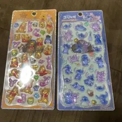 正規品　プチドロップステッカー　スティッチ　くまのプーさん シール2枚セット