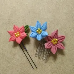 ✢✢つまみ細工✢✢　髪飾　小さめコーム　Ｕピン