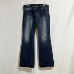 【備中倉敷工房/ブーツカットデニム/ジーンズ】ボタンフライ/濃紺/W36/美品のサムネイル