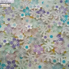 113クラフトパンチフラワーお花白＊寒色100枚ハンドメイドペーパークラフト