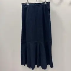 ダークブルー デニム フレアスカート L マーメイド