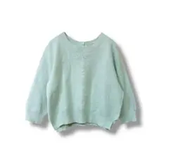 ナノユニバース　五分袖ニット　ライトミントグリーン　フリー　無地　ショート丈