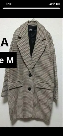 ZARA チェスターコート　チェック柄　ベージュ　千鳥格子柄ブレザー
