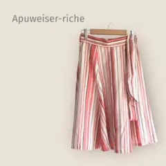 アプワイザーリッシェ　【S】膝丈　フレアスカート　ストライプ　ピンク系　春夏