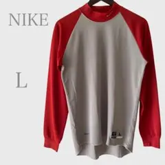ナイキ　長袖アンダーシャツ　野球　グレー　レッド　Ｌ　スポーツ