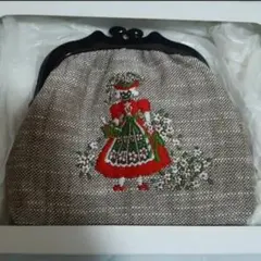 【新品未使用】久家道子　がま口ポーチ　クラッチバッグ　プチポアン　レトロ　当時物