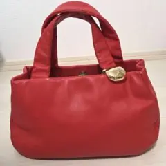 キタムラ　赤ハンドバッグ 金具付き