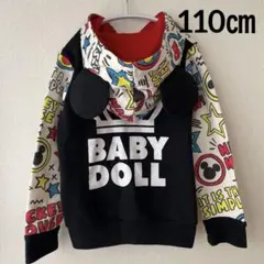 【2,3回使用】BABYDOLLミッキーマウス総柄ジップアップパーカー110cm
