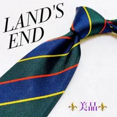【美品】LANDS' END ネイビー ストライプビジネス フォーマル シルク