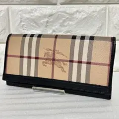 バーバリー 長財布 ノバチェック シャドーホース PVC レザー　黒