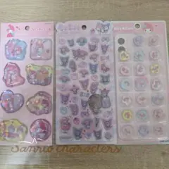 【正規品】マイメロディ&クロミ　うるちゅる&ウォーター&おはじきシール3枚セット