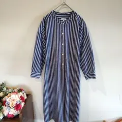 マッキントッシュフィロソフィー　バック切替デザイン　ストライプシャツワンピース