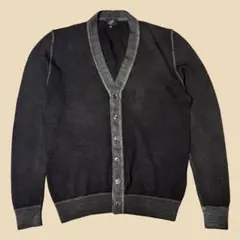 イタリア製 ウールカーディガン M ダークブラウン×チャコール