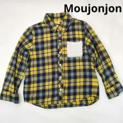 ムージョンジョン 長袖 チェック シャツ イエロー　130　ポケット付