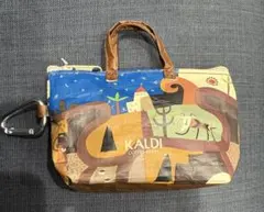KALDI アートプリントポーチ カラビナ付き