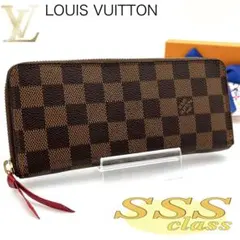 【極美品】ルイヴィトン ダミエ クレマンス 長財布 スリーズ レッド ブラウン