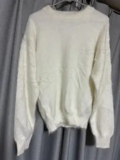 ホワイト モヘア風 セーター 長袖