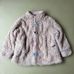 フリースジャケット ベージュ カラフルボタン
