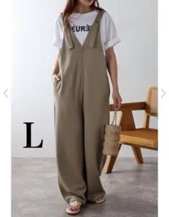 ボンジュールサガン　フロントジップVネックストレッチサロペット　モカ　L