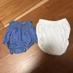 ZARAデニムブルーとホワイトのパンツ2枚セット　80