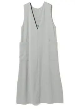 新品未使用　グレー Vネック ワンピース サイドポケット付き