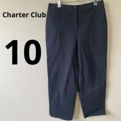 Charter Club 【10号】チェック　ハーフパンツ　ネイビー