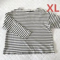 UNIQLO ユニクロ ボーダー ロンT レディース XL アイボリー×濃紺