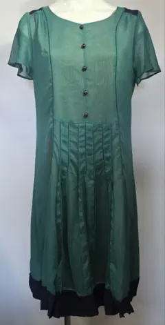 ホコモモラ グリーン 半袖 ひざ丈ワンピース 美品 y79