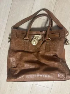 MICHEAL KORS クロコ型押し 2way チェーン ショルダーバッグ 金