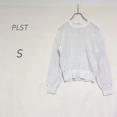 プラステ/透かし編みニット/トップス/長袖/S/白/綿混/重ね着