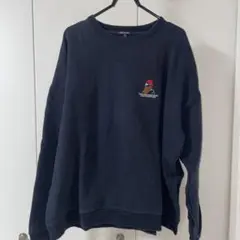 黒 長袖 トレーナー 前面刺繍