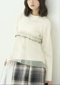 earth music&ecology ラメチュールドッキングプルオーバー