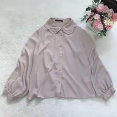 チップクリップ 長袖ブラウス シャツ トップス シフォン 無地 シンプル 可愛い