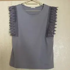GU ノースリーブ Tシャツ 袖レース編み