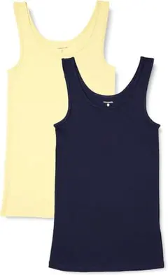 タンクトップ スリムフィット レディース 2枚組 イエロー ネイビー