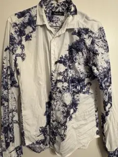 Tornado Mart 花柄 長袖シャツ ホワイト/ネイビー Mサイズ