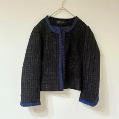 ベリムス　ノーカラージャケット　M ネイビー　ラメ　セレモニー　フォーマル　行事