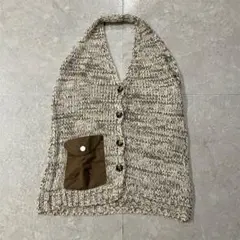【新品未使用】ベージュ系ニットベスト ボタン付き