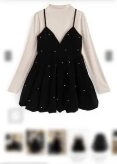 ビジューベロアキャミソールミニワンピースセットアップ