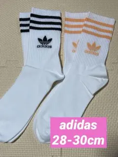 adidas アディダス　ストライプ　ミッドカットクルーソックス 2足セット