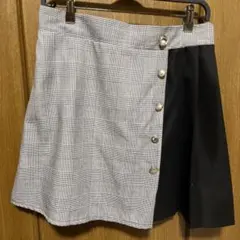 グレーとブラックのチェック柄プリーツスカート 3Lサイズ