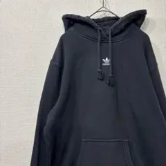 アディダス　パーカー　ロゴ　ブラック　アメリカ古着　M相当 3704