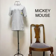 E3111【グレーSサイズ極上美品】ディズニー　刺繍ミッキーTシャツ　Sサイズ