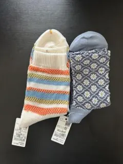 【新品・未使用】靴下屋 花柄＊ストライプ 2足セット