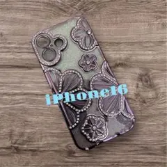 iPhone16 おしゃれケース　キラキラ　パープル　ギャル　派手　かわいい