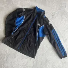 adidas ウインドブレーカー　スポーツジャケット 黒/青