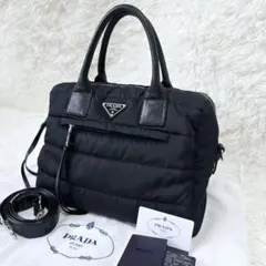 t31【極美品】プラダ　ナッパボンバー　ブラック　2way ショルダーバッグ t31【極美品】プラダ ナッパボンバー ブラック 2way ショルダーバッグ